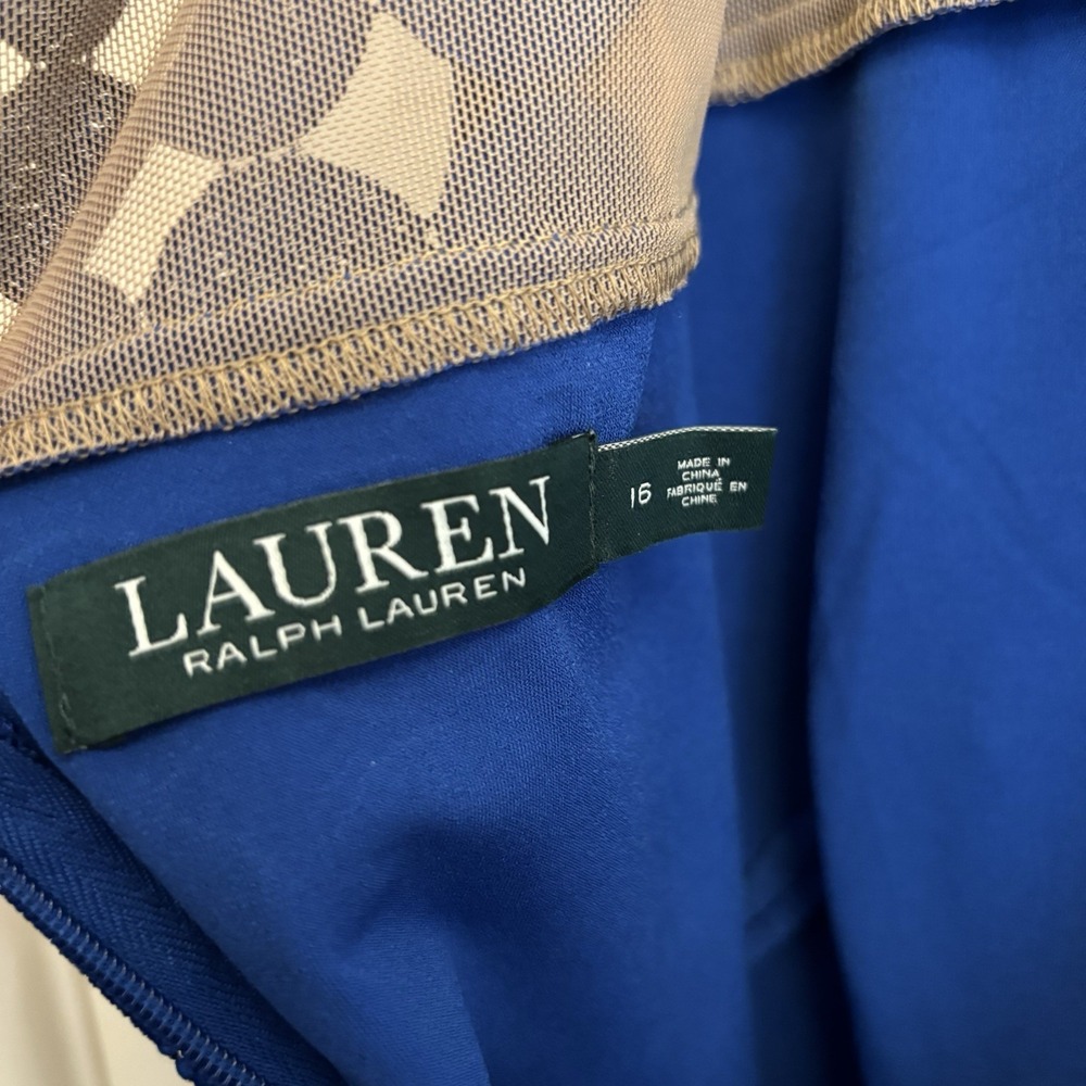 Lauren Ralph Lauren Women's Blue Lace Cut Out Dress Sleeveless Size 16 $119 - Picture 5 of 6